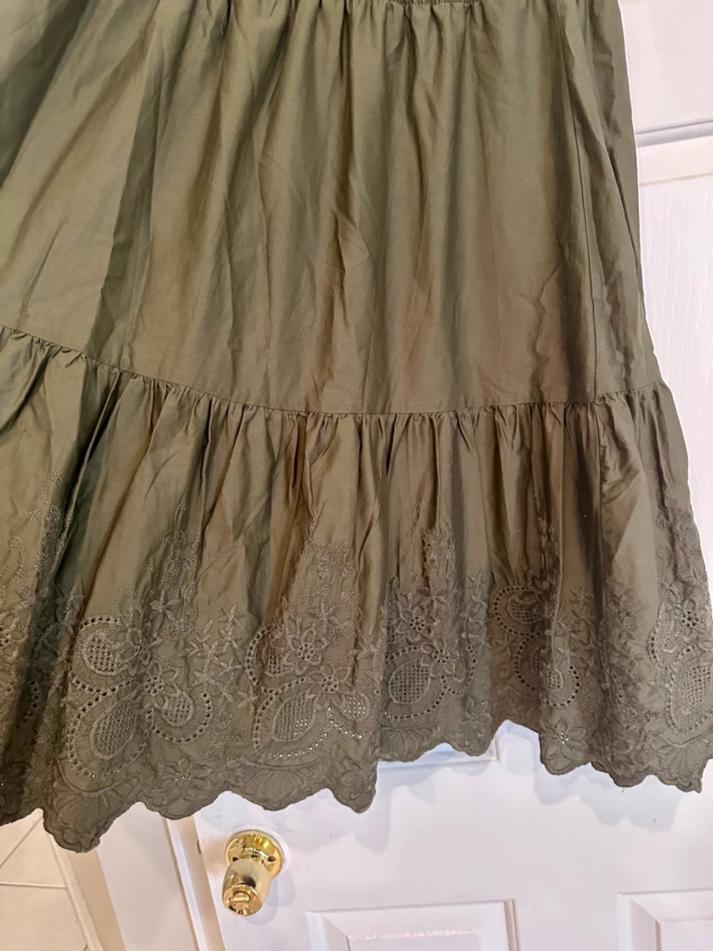 Jason Wu Tiered Eyelet Lace Midi Skirt Size Medium Smocked Waist Embroidered - Picture 3 of 5